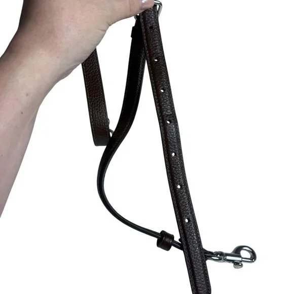 Coach Adjustable Leather Crossbody Strap – Dark Chocolate Brown, Silver Hardware - Picture 4 of 8